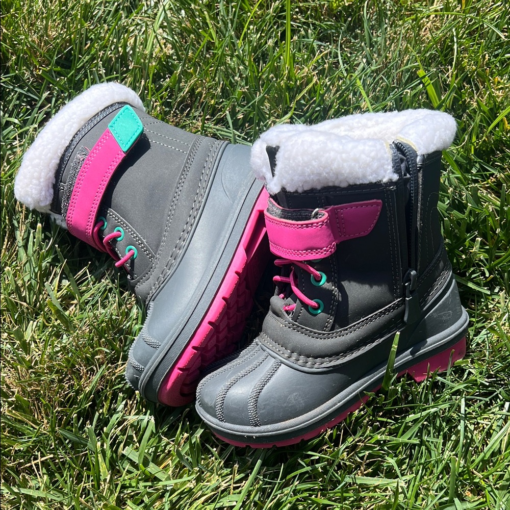 Kids Gray and Pink Winter Boots